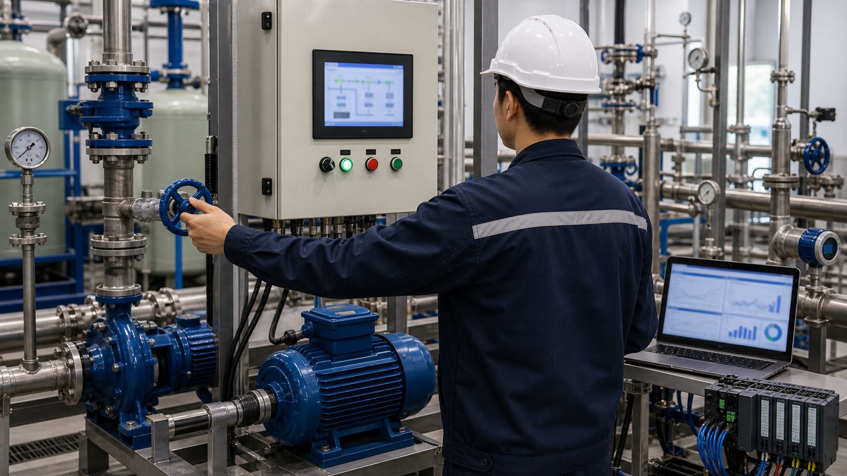 Water treatment pump room control and remote monitoring scene
